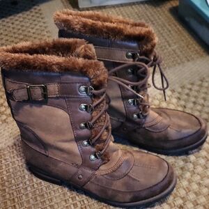 Cozy Brown Fur-Trimmed Women's Boots